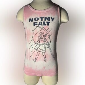 ⚡️Kids Pink Tie Dye Tank Top with Umbrella Girl Graffiti Print 4T